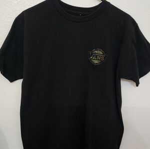 Vans Black Short-Sleeve Tee with Green Camo Logo